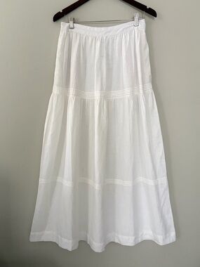 White Tiered Maxi Skirt w/ Pockets Linen Blend by Rachel Zoe Women’s size Medium